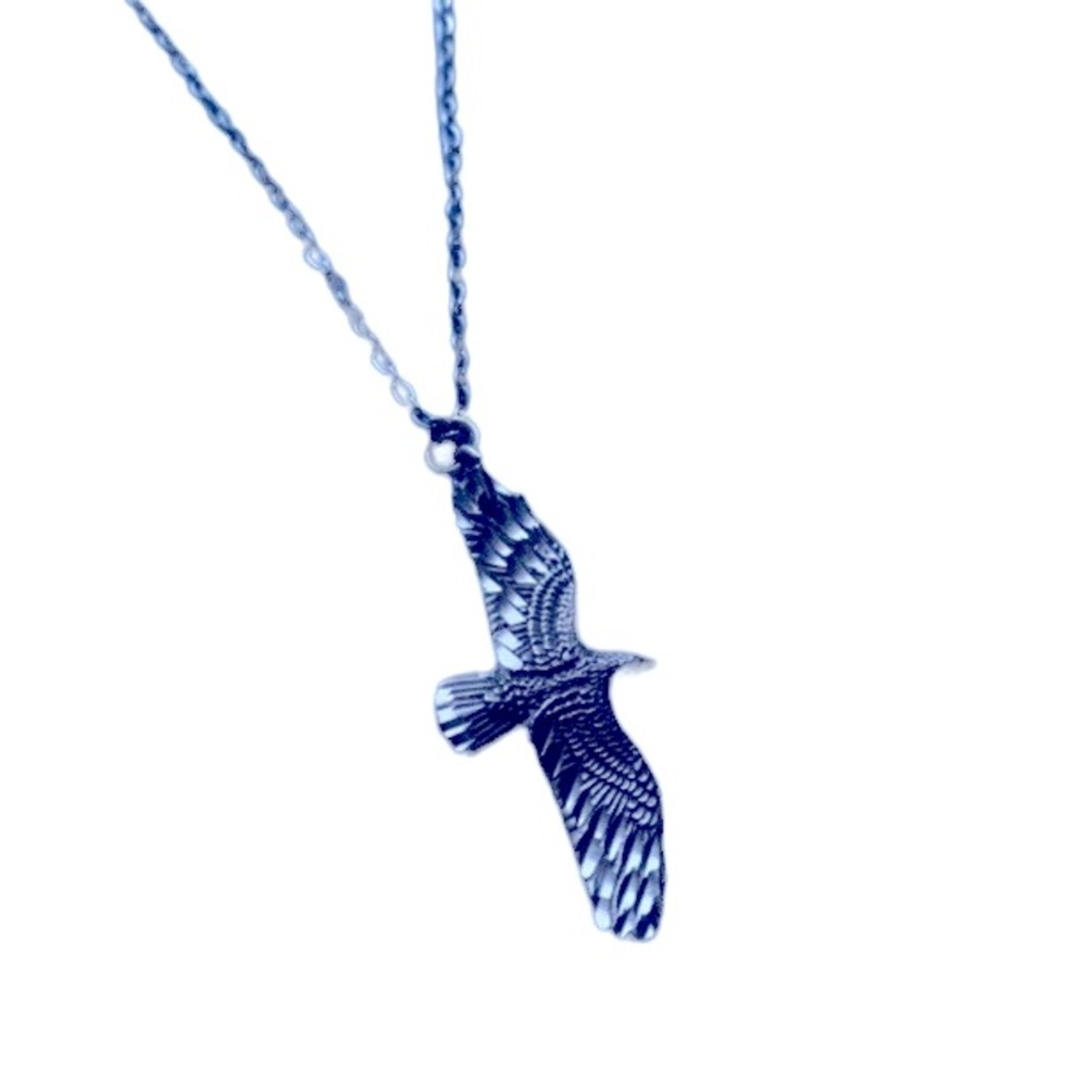 Soaring Silver Eagle Necklace Mens Jewelry - Picture 1 of 6